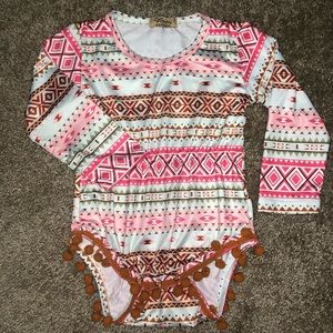 One piece suit for baby Aztec design